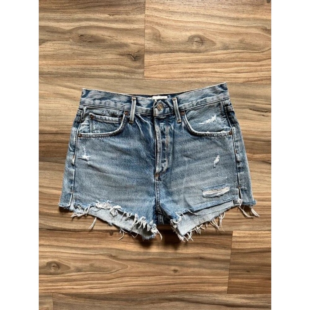 Agolde Women’s Cut Off Blue Denim Jean Shorts